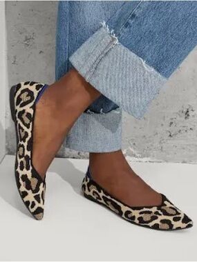 Rothy’s NWOT The Point II Leopard Print Flats Sz 12.5